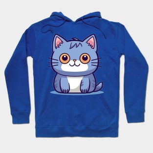 Kawaii Chibi Blue Kitty - Adorable Face, Cute Cat Art Hoodie